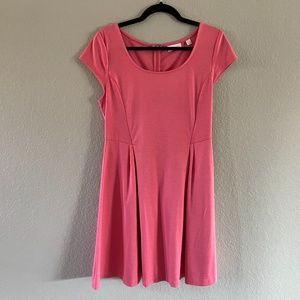 Coral pink stretch midi dress